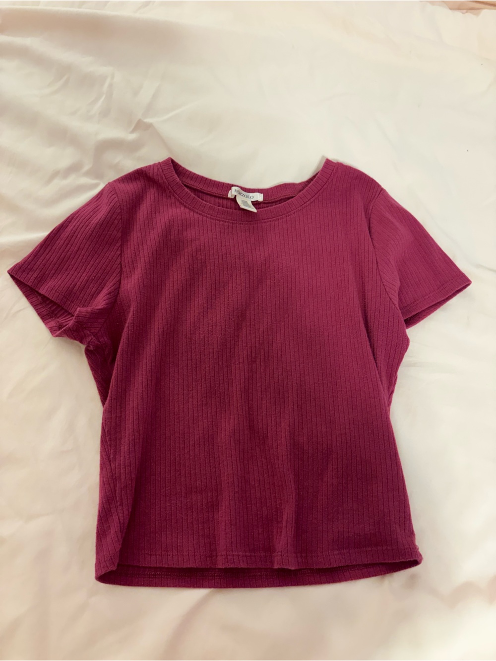 Bozzolo Ribbed Crop Top in Raspberry - Picture 2 of 3